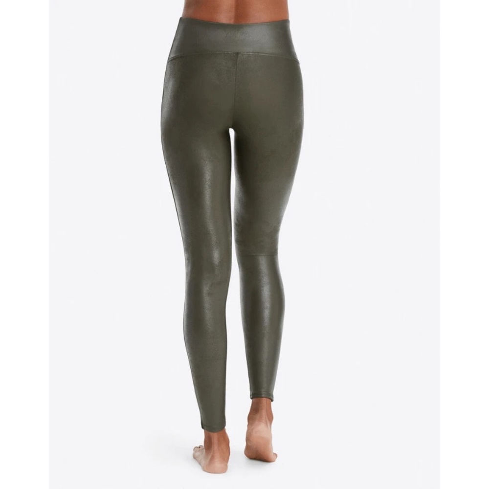 Spanx Faux Leather Leggings in Color Olive - Picture 4 of 6